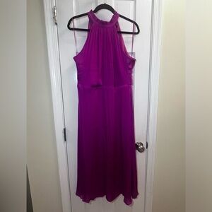 NWT Banana Republic Satin Magenta Midi Cocktail Dress - Size 12